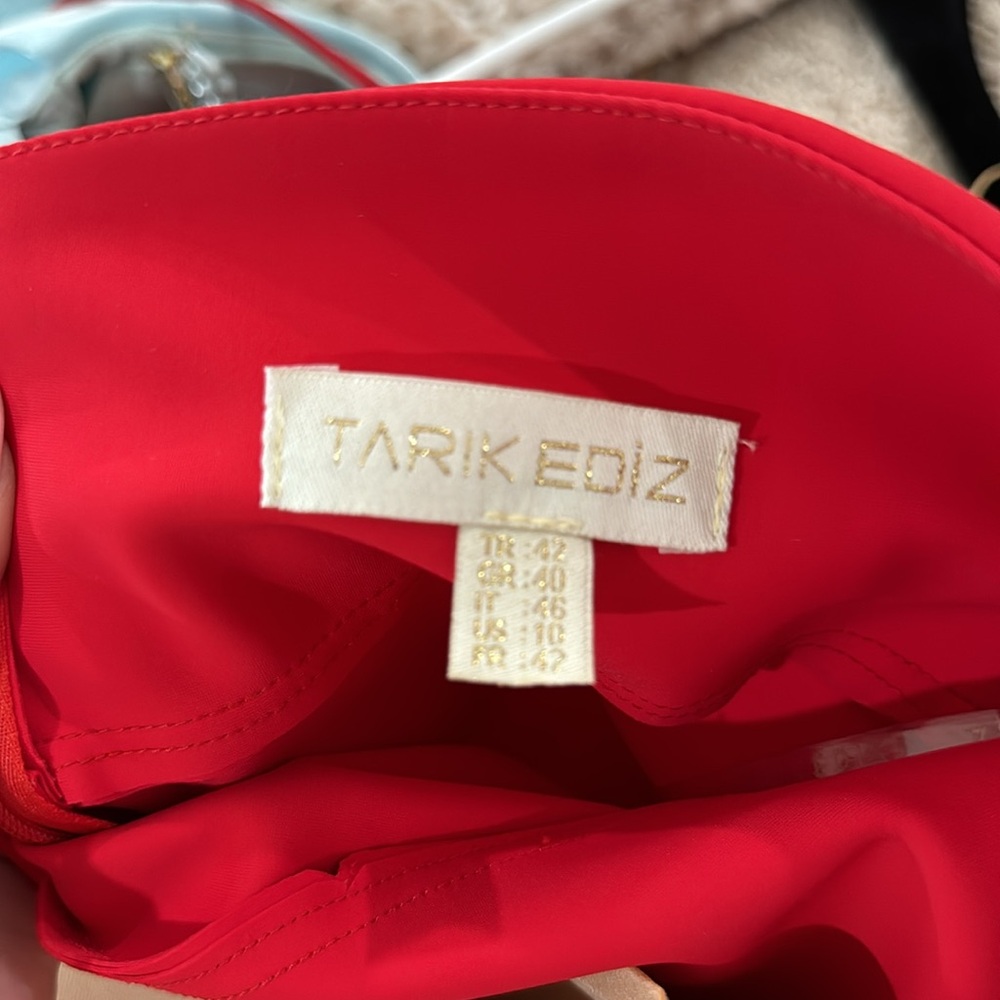 Tarik Ediz Simple Red Halter Top Gown - image 3